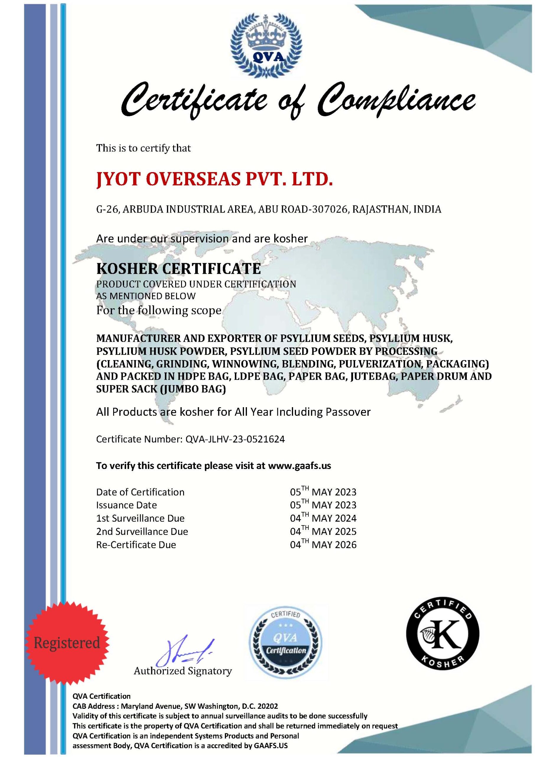QVA For Psyllium Products